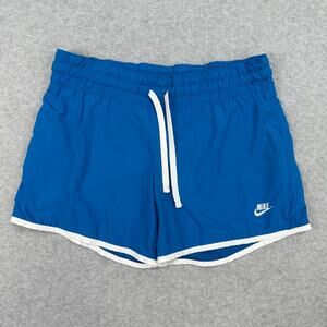 Nike Shorts Blue Retro Running White Trim WMNS M Athletic Track Gym Shorts